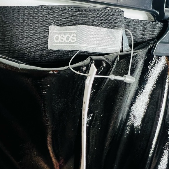 NWT ASOS SHINY BLACK PLEATHER PANTS TIGHTS 16 - Picture 4 of 8